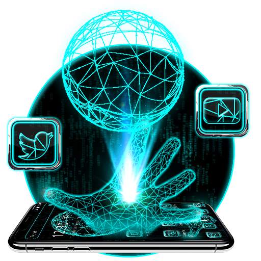 Neon Blue Technology Launcher Theme 1.1.1
