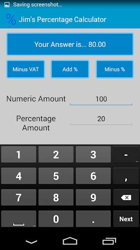 Jim's Percentage Calculator 4 تصوير الشاشة