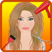 cut woman hair game icon
