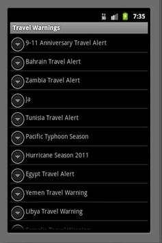 Travel Warnings screenshot 1