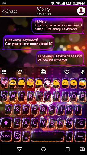Fire Heart Emoji Keyboard Skin screenshot 1