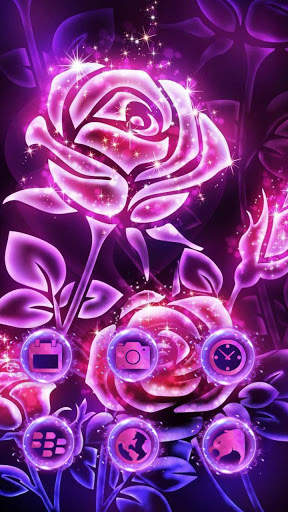 Pink Glitter Neon Roses Theme screenshot 3
