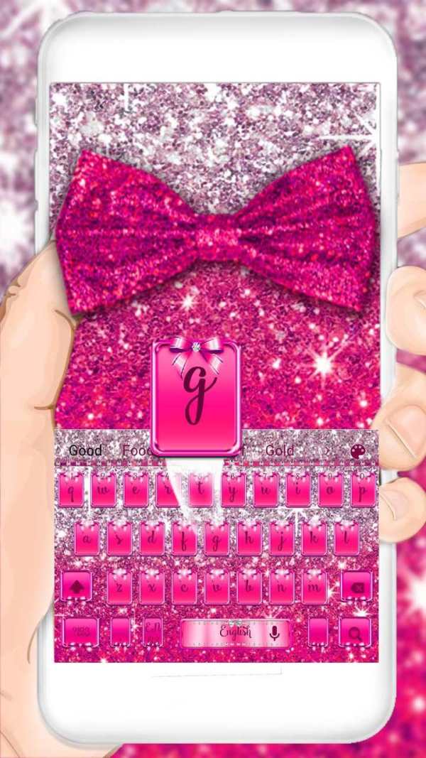 Pink Glitter Bow Keyboard Theme screenshot 1