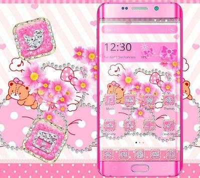 Pink Princess Kitty Cat Diamond Launcher Theme screenshot 1