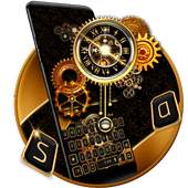 Luxury Golden Clock Keyboard Theme 10001003