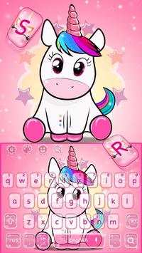Cute Glowing Pink Unicorn Keyboard Theme screenshot 4
