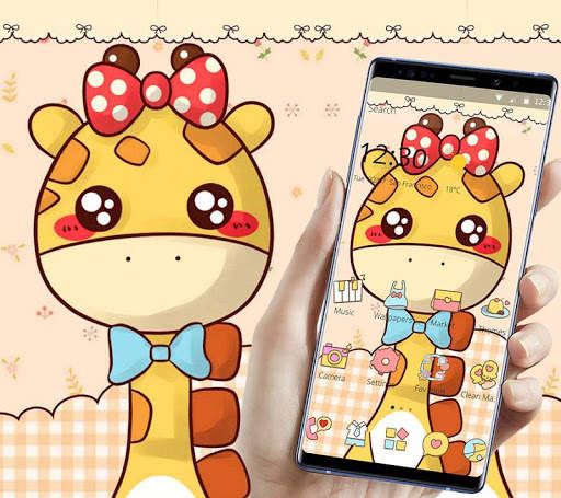 Cute Cartoon Giraffe Bowknot Theme screenshot 4