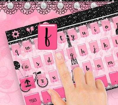 Pembe Paris Rose Klavye Eyfel Kulesi Teması screenshot 2