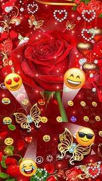 Red Rose Gold Butterfly Keyboard Theme स्क्रीनशॉट 2