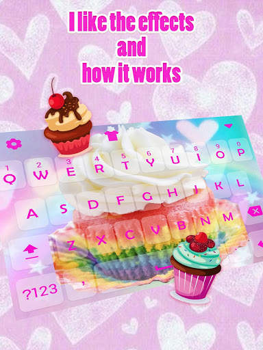 Sweet Rainbow Cupcake Keyboard Theme for Girls screenshot 3