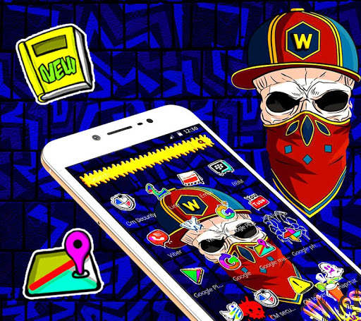 Graffiti Skull Hat Launcher Theme💀 screenshot 2