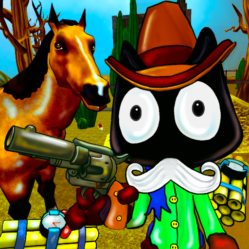 Cat Cowboy. Cartoon Neighbor Escape icon