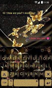 Golden Flower Butterfly Keyboard Theme screenshot 1