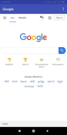 Sainik browser screenshot 2