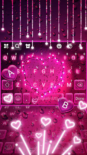 Neon Streaks Heart Keyboard Background screenshot 3
