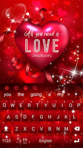 Red Love Hearts Rose Keyboard Theme screenshot 2