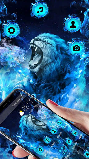 Blue Flaming Wild Lion APUS Launcher Theme screenshot 4