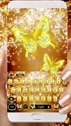 Gold Diamond Butterfly Keyboard Theme screenshot 1