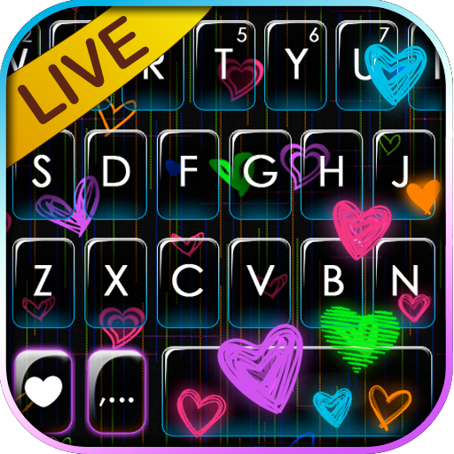 Doodle Neon Hearts Keyboard Theme icon