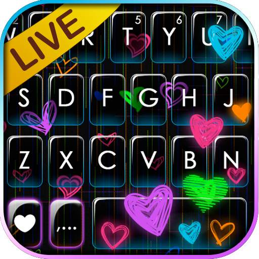 Doodle Neon Hearts Keyboard Theme 1.0