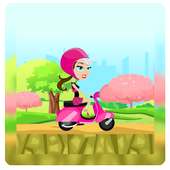 crazy girl driving motor logo