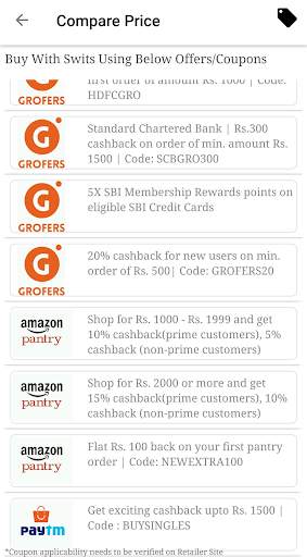 Swits, Grocery Price Compare,Offers and Save Money 7 تصوير الشاشة