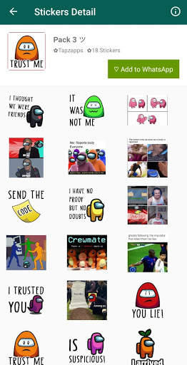 Sticker Among Us for whatsapp 2021 screenshot 1