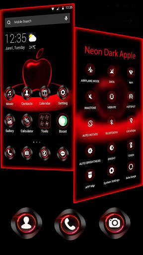 Red Neon Apple Dark APUS Launcher Theme screenshot 5