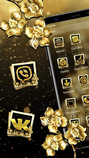 Luxury Gold Flower Launcher Theme screenshot 2