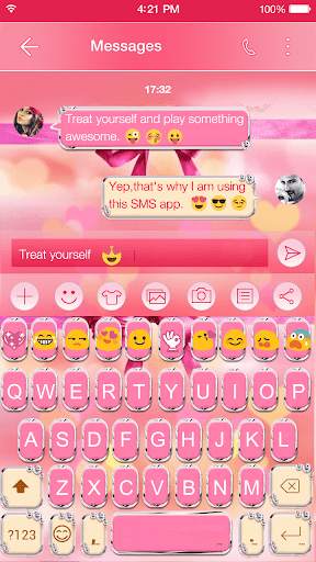 Pink Bowknot Keyboard Theme screenshot 1