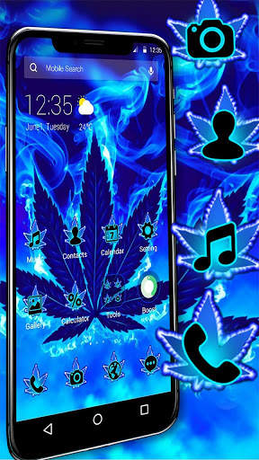 Blue Flame Weed Theme APUS Launcher screenshot 4