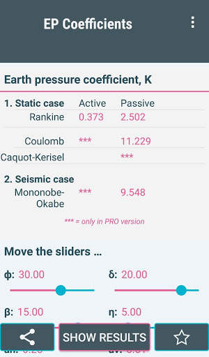Retaining Wall Design- Soil Coefficient CALCULATOR screenshot 2