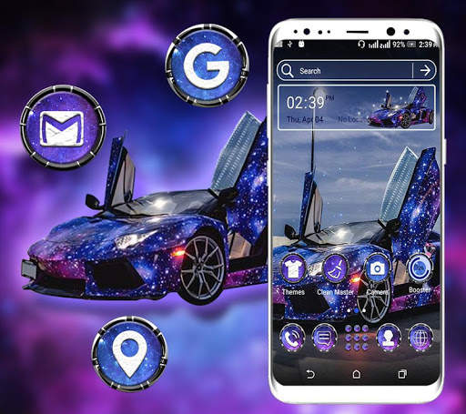 Blue Glitter Car Launcher Theme screenshot 1