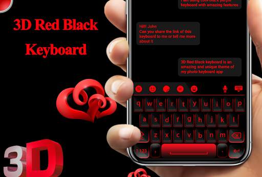 3D Red Black Keyboard Theme screenshot 1
