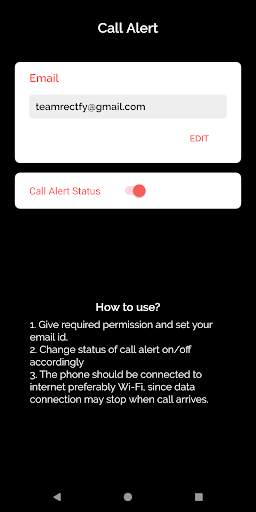 Incoming call & Missed call alert on mail (e-mail) screenshot 2