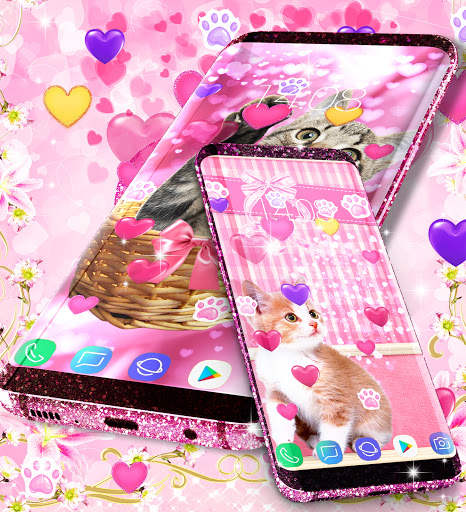 Cute pink kitty live wallpaper screenshot 6