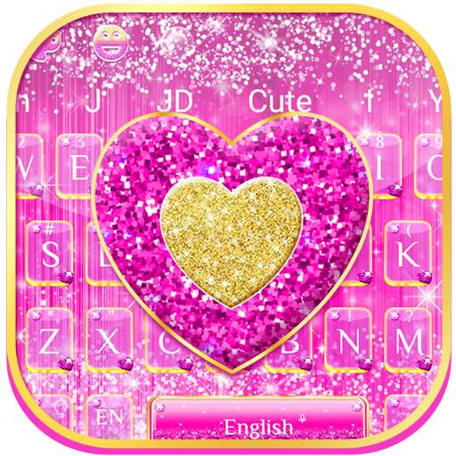 Glitter Pink Heart Keyboard 10001005