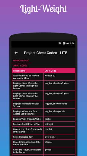 Project Cheat Codes - LITE screenshot 4