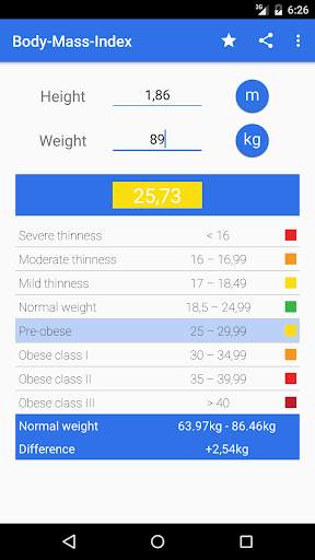 BMI Calculator - for men screenshot 2