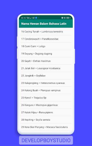 Nama Hewan Dalam Bahasa Latin screenshot 2