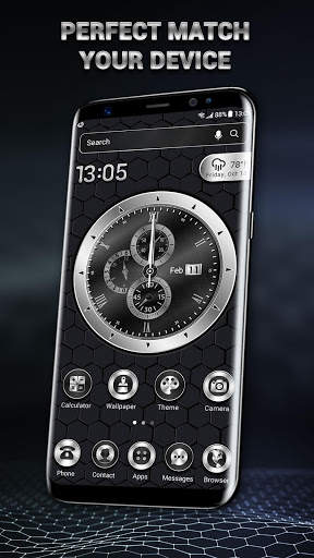 Black Analog Clock Launcher Theme 2019 screenshot 2