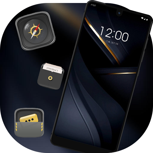 Abstract theme black golden supple icon