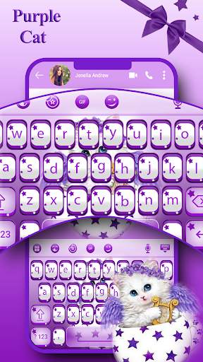 Purple Cat Keyboard Theme screenshot 3