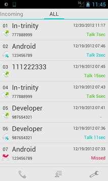 Slide Call-log Free screenshot 3