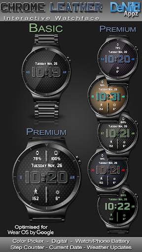 Chrome Leather HD Watch Face Widget Live Wallpaper screenshot 1