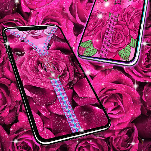 Lock screen zipper pink rose 5 تصوير الشاشة