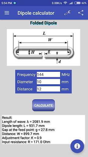 Dipole calculator screenshot 3