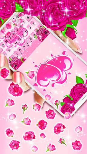 Pink Roses Gravity Keyboard Background screenshot 1