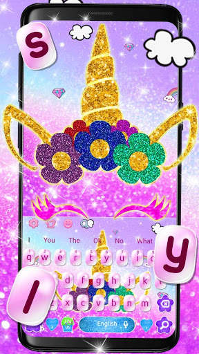 Glitter Unicorn Keyboard Theme screenshot 2