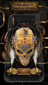 3D Golden Steampunk Skull Lock Screen 3 تصوير الشاشة